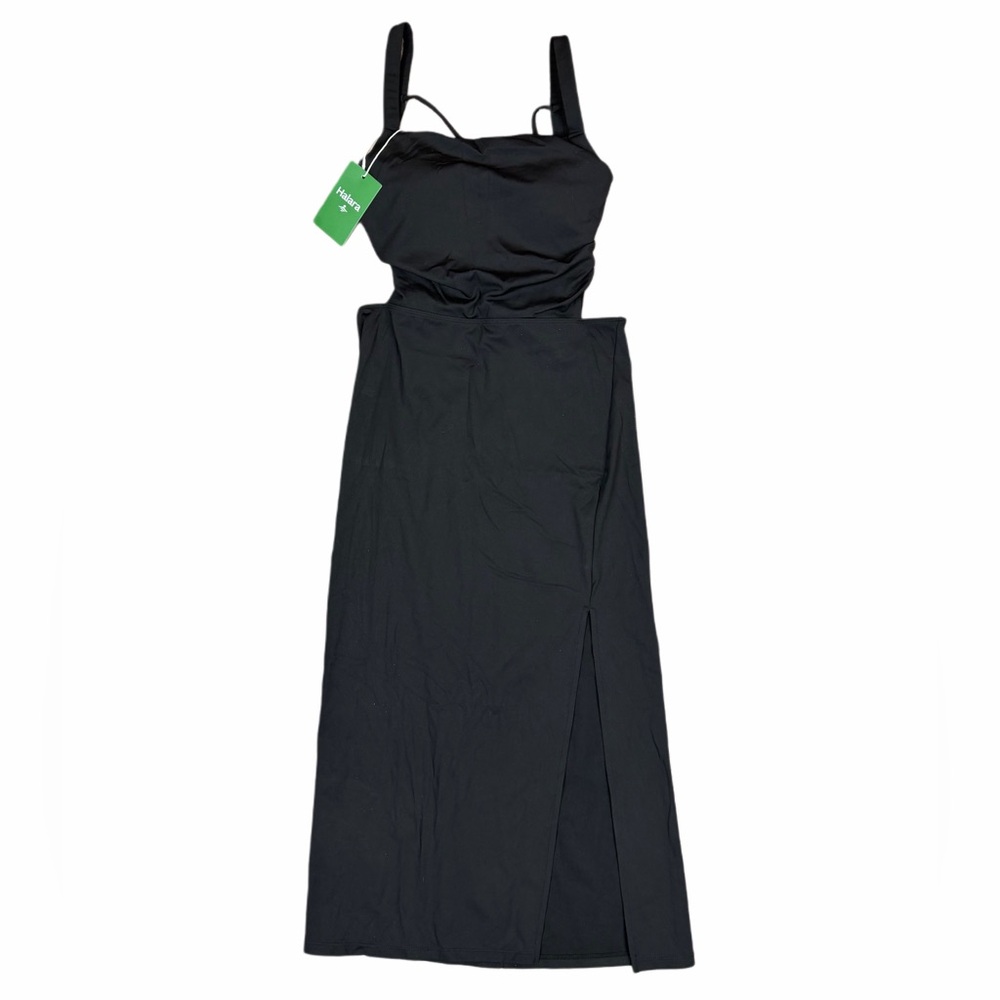 Halara Sz Md Ruched Lace Up Bodycon Midi Casual Dress NWT